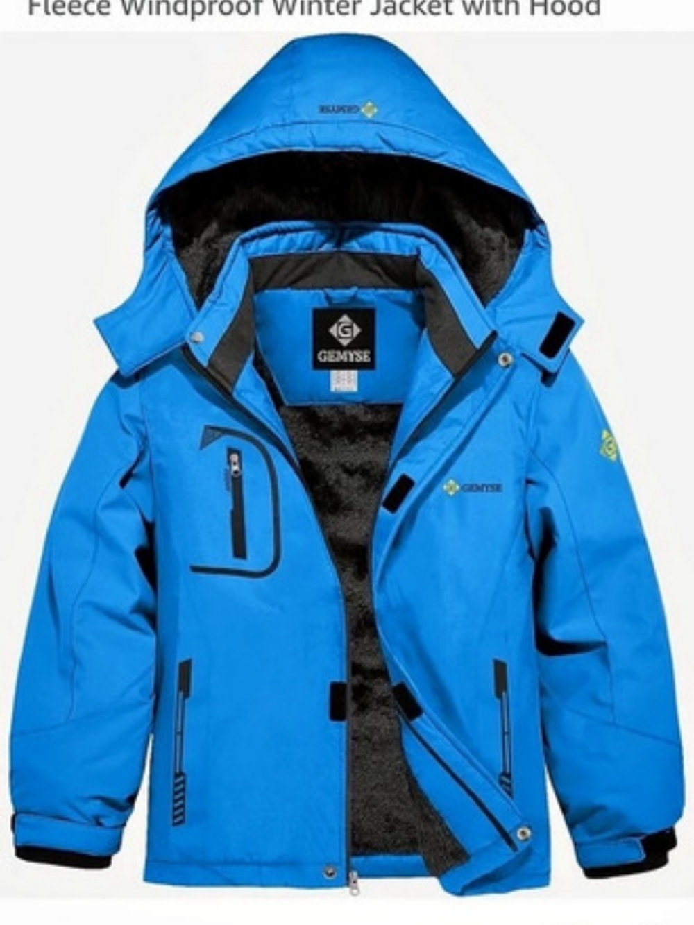 GEMYSE Waterproof Ski Snow Jacket Kids' Blue Girls 10-12